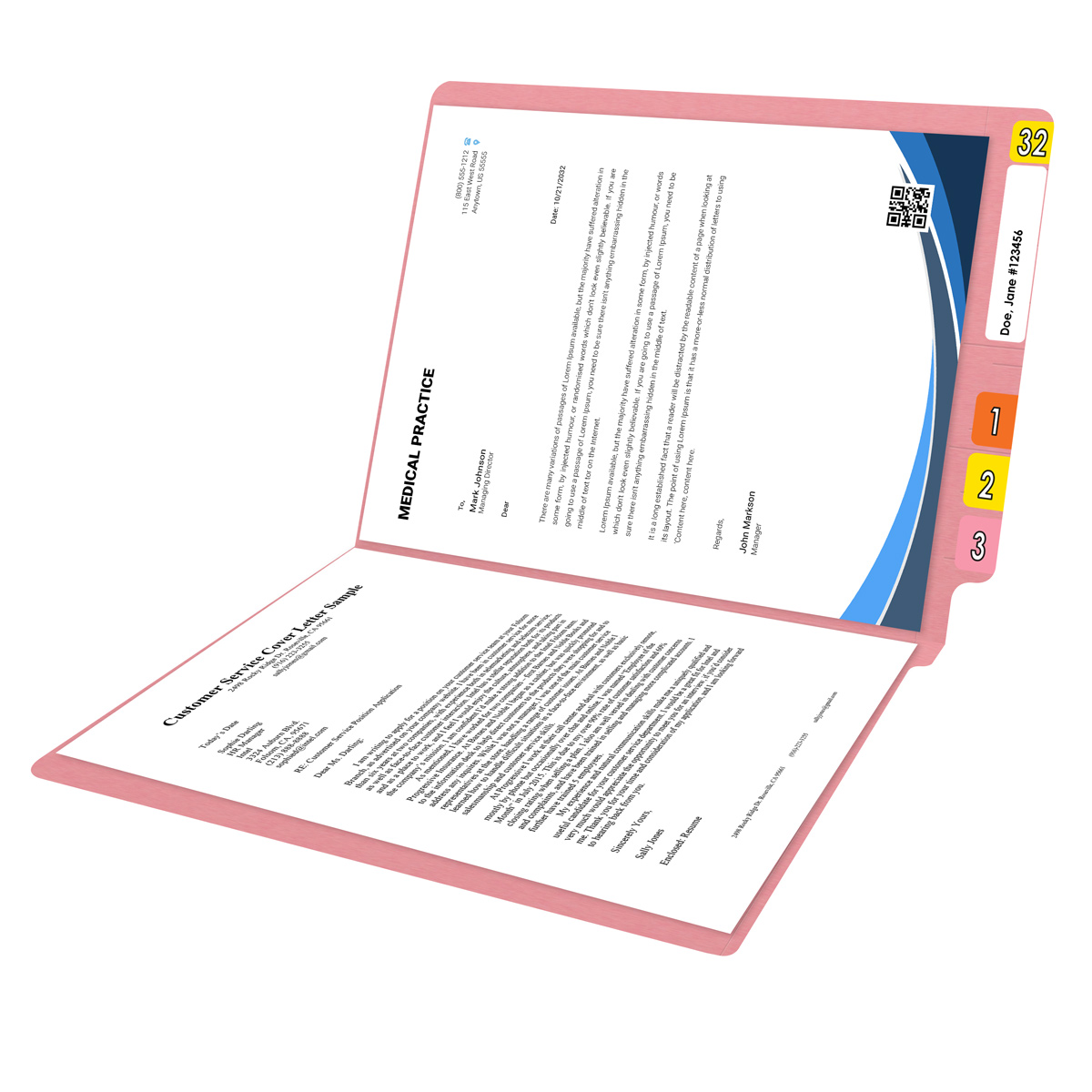 End Tab Colored File Folder - Letter Size - Straight Cut - PINK - 100/Box