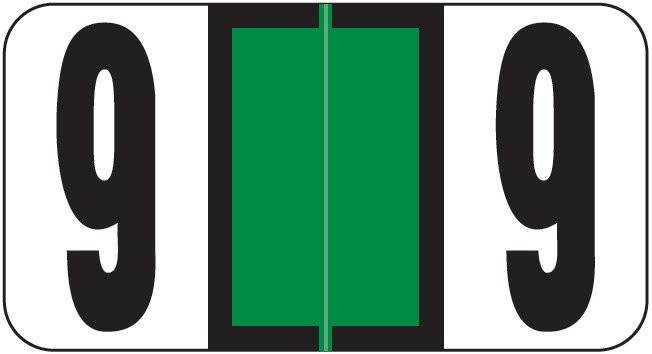 Reynolds and Reynolds Numeric Label (Rolls) - 9 - Dk. Green