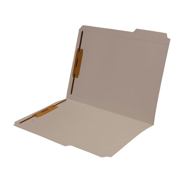 Top Tab Gray Colored File Folder, Letter Size, 1/3 Cut Assorted Tab Positions, 2 Bonded Fasteners in Positions 1 & 3