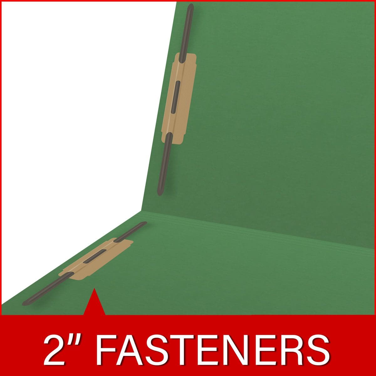 End Tab 14 Pt. Colored Folder with Fasteners - 50/Box - Letter Size - Green