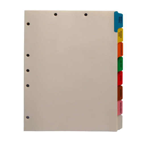 Medical Chart Divider Sets - 8 Side Tabs with Pre-Printed Medical Tabs ...