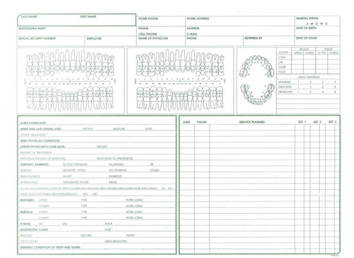 DF9152 - Dental Forms - Chart includes periodontal charting and ...
