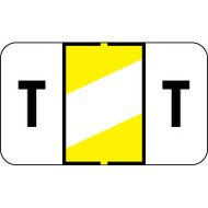 Control-O Fax Alpha Label System - Letter 'T' - YELLOW w/ White stripe - 15/16" H x 1-5/8" W - Sheets for Ringbook - 225 Labels Per Pack