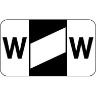 Control-O Fax Alpha Label System - Letter 'W' - Black with White Stripe - 15/16" H x 1-5/8" W - Sheets for Ringbook - 225 Labels Per Pack