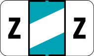 Control-O Fax Alpha Label System - Letter 'Z' - Light Blue w/ White stripe - 96-00-000 Series Match - 15/16" H x 1-5/8" W - Vinyl - Sheets for Ringbook - 225 Labels Per Pack