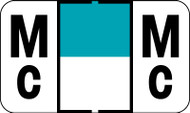 Control-O Fax Alpha Label System - Letter 'Mc' - Turquoise w/ White stripe - 15/16" H x 1-5/8" W - Sheets for Ringbook - 225 Labels Per Pack, 9 labels per sheet