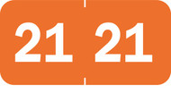 Tabbies 70221 - 3/4" Yearcode Label '21' -Orange - 3/4"H x 1 1/2"W - 500/Roll