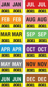 Month/Year Labels 2021 - Convenience Pack - Complete Set Jan-December - 216 labels total Labels (18 Labels of each month)