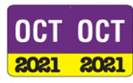 Month/Year Labels 2021 - October - 225 Labels Per Pack - 1-1/2" W x 1" H