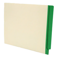 Manila File Folders with Green Color Stripe on End Tab - Letter Size - 11 Pt. Stock - Two Ply Tab - Fasteners 1 & 3 - 50/bx