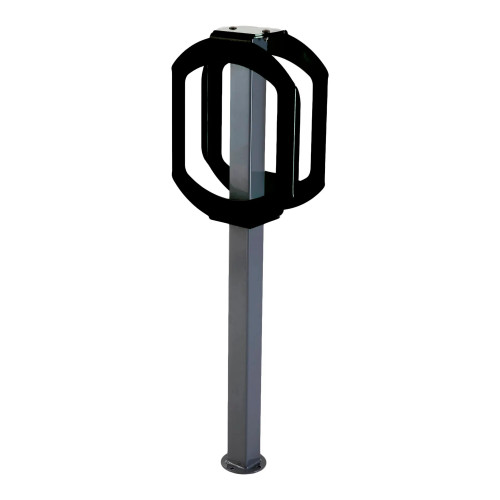 Double Ring Bike Rack, Black, 6 x 14 x 38 in.