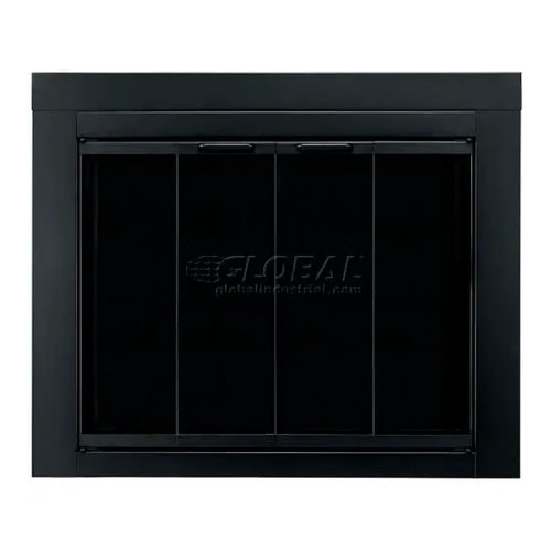 Black Surface-Mount Fireplace Glass Door, Large