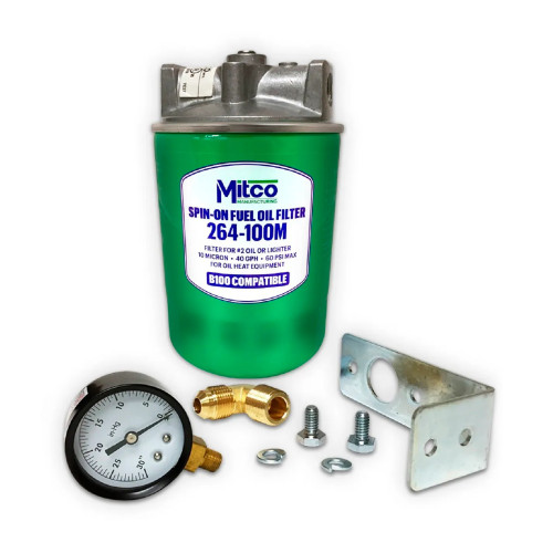 Spin-On Oil Filter with Top Mounting Bracket and Gauge