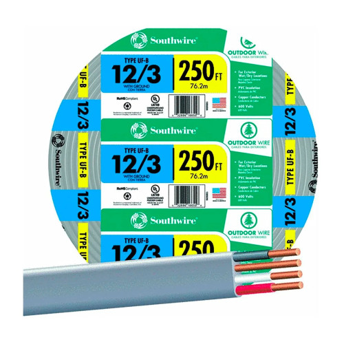 12/3 AWG UF-B Underground Feeder Cable, 250 ft