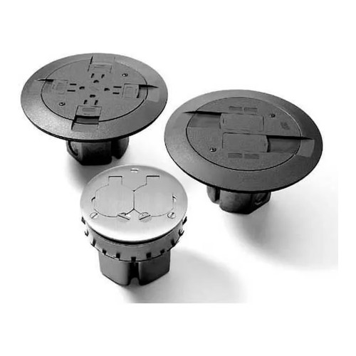 White Floor Box with Communication Flange and Slide Holder