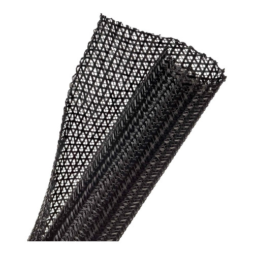 Black Split Wrappable Braided Cable Sleeve, 1.25 in. Diameter x 75 ft.
