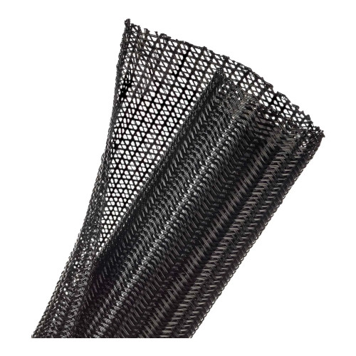 Split Wrappable Braided Cable Sleeve, 2 in. Diameter x 50 ft., Black