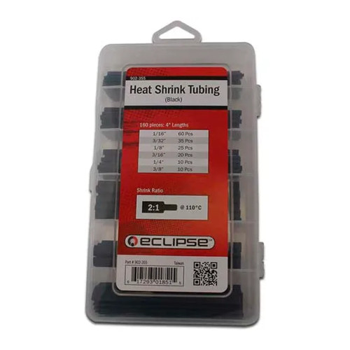 Black Heat Shrink Tubing Assortment, 160 Pieces