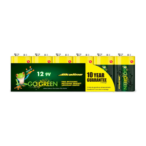 9V Alkaline Batteries, Pack of 12