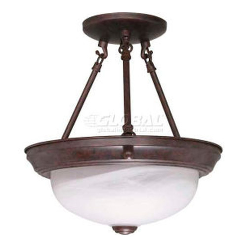 Two-Light Semi-Flush Mount Ceiling Light with Alabaster Glass