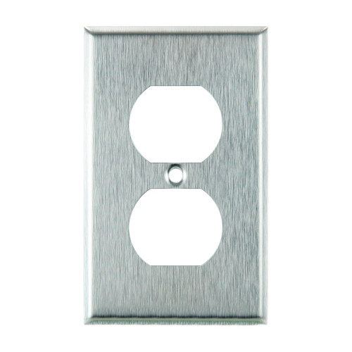1-Gang Silver Duplex Receptacle Cover Plate, 12-Pack