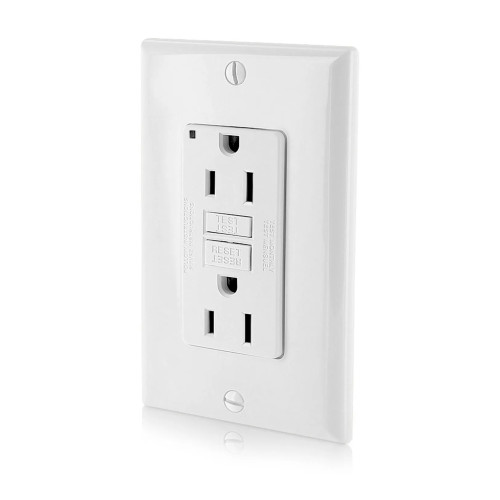 15A Self-Test GFCI Duplex Receptacle with Indicator Light, White