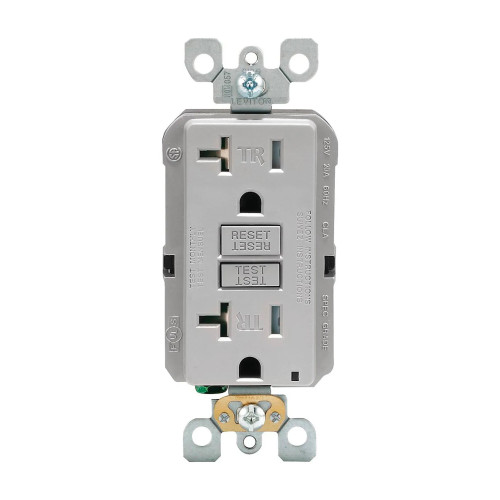 20A Self-Test Tamper-Resistant GFCI Receptacle, Gray