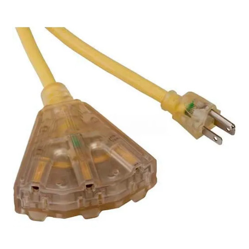 50 ft Triple-Tap 14/3 Extension Cord with Lighted End