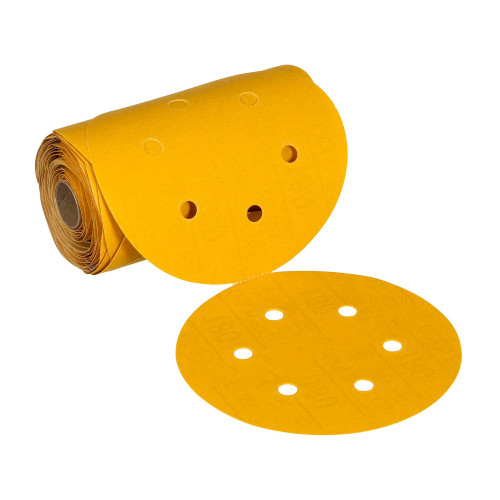 6-Inch 320 Grit Pressure-Sensitive Adhesive Abrasive Disc Rolls, 100 Discs per Roll, 6 Rolls