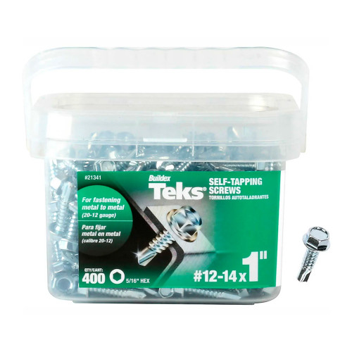#12-14 x 1 in. Silver Hex Head Drill Point Screws, 400-Pack