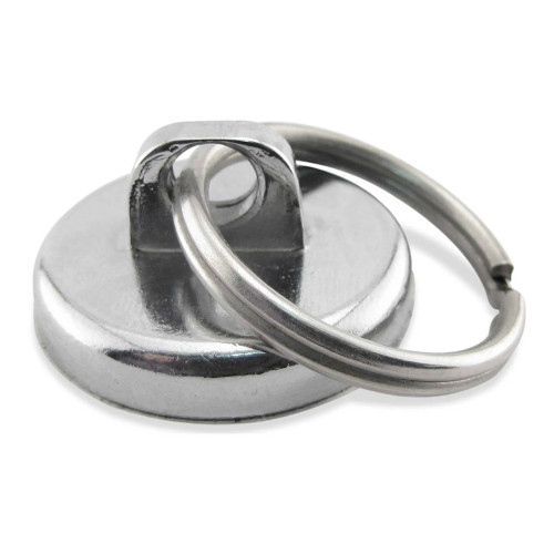 Neodymium Magnet Assembly with Key Ring, 35 lb Pull, Chrome-Plated