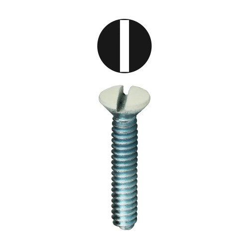 White Slotted Oval Head Wall Plate Screws, #6-32 x 1 in., 50 Pack