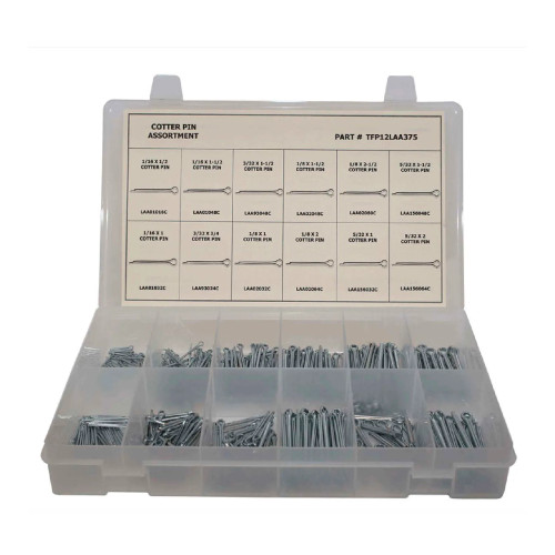 375-Piece Zinc-Plated Steel Cotter Pin Assortment