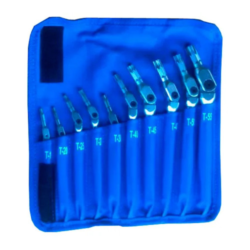 Pivot-Head Star Wrench Set, T15–T55, 10 Pieces