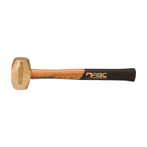 3 lb Non-Sparking Brass Hammer with 12.5-Inch Hickory Handle