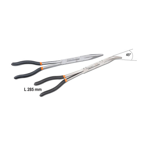 Set of 2 Extra-Long Knurled Half-Round Nose Pliers with Double Swivel