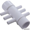 Manifold, 3/8"b, 6 Port, Flow Thru, 1"s x 1"spg