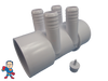 The manifold featured in this kit is Open on both ends.. One end receives a 2" Pipe or fitting that would measure 2 3/8" OD and on the other end glues inside of a 2" fitting that would measure 2 3/8" Inside Diameter..