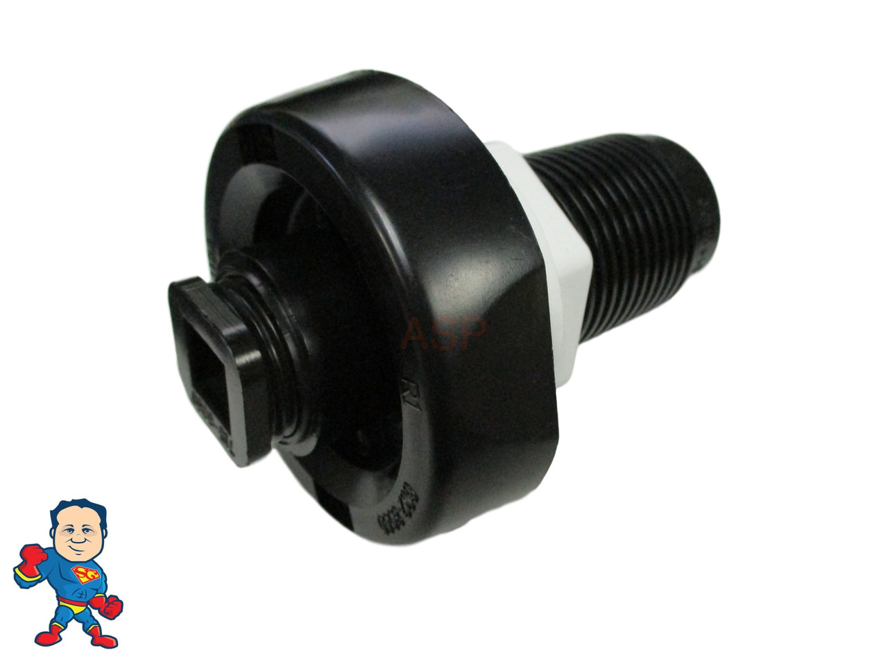 Spa Drain and Fill Valve, Waterway, 15/8" ACME Thread x 1" Slip, Black