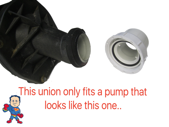 NOTE: This is a very Rare Pump union so if your pump does not have a beveled surface that the union screws to and it is flat this is not the correct one.. Look for a 2" Pump Union that measures almost the same as this one..