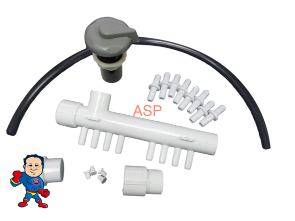 Air Manifold 8 Control Valve Kit Gray New 1" Spa Hot Tub Universal How To Video