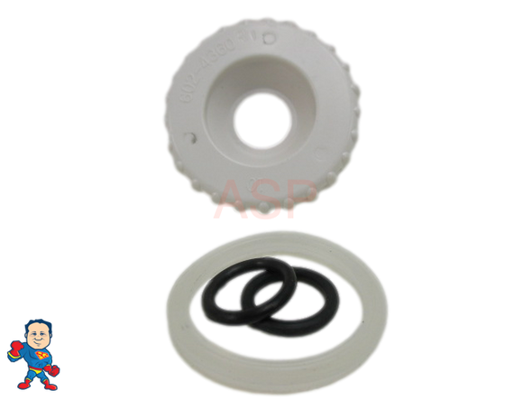 Replacement Cap & O-Ring Kit, Waterfall, 1", Diverter Valve, White, 602-4360 