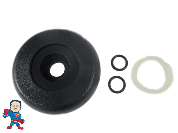 Dynasty Black 1" Waterfall or Neck Jet Diverter Valve and Orings Cap Spa Hot Tub Measures  3 11/16" 