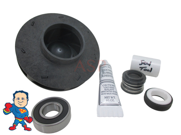 XP2 4.0 HP 2 1/8" Eye Impeller & Seal (1) Bearing Kit Aqua-Flo 230V 14Amp