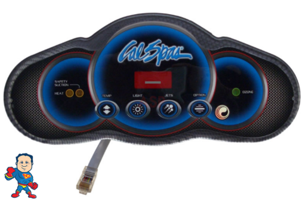 Cal Spa, Mini Dash, 6200, 6300, 4 Button, Topside,  Phone Plug, Temp, Light, Jet, Option