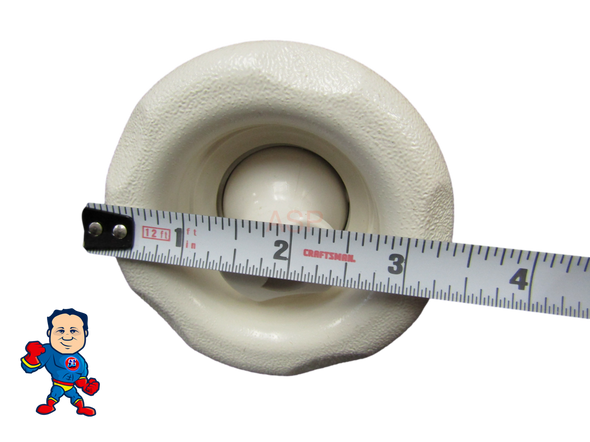Jet Internal, Waterway, Poly Storm, 3-3/8" Face Diameter, Single Hole Roto , Texture Scallop, White