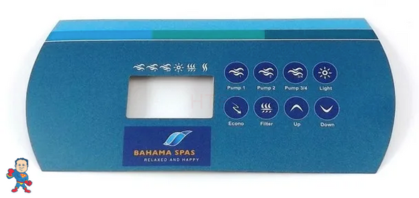 Dynasty / Bahama Spas K-85 Overlay Sticker, 8 Button, 3/4 Pump - Universal