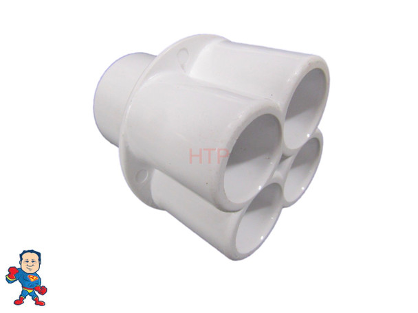 Water Manifold, 1/2" Slip, 4 Port, Transition, 1" Slip