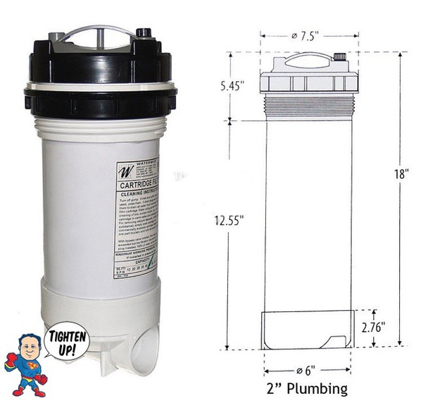 Cartridge Filter, Waterway,Pressurized, Top Load, 50 sqft, 2" Slip  Cartridge Filter, Waterway,Pressurized, Top Load, 50 sqft, 2" Slip