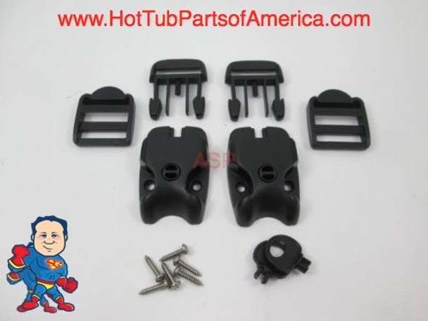 Spa Hot Tub Cover (2) Latch Lock Kit Key ACW Latch Strap Repair Kit Clip Video